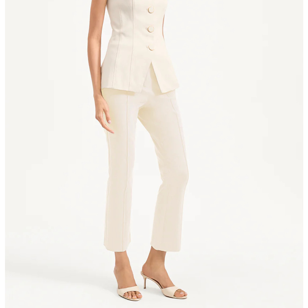 Veronica Beard Kimra Straight-Leg Pant Ecru US 4 - Picture 3 of 12